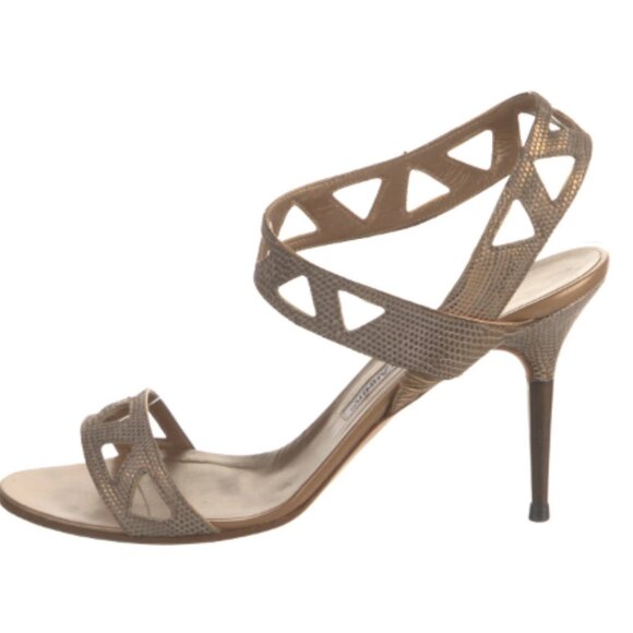 Manolo Blahnik Leather Animal Print Slingback Sandals Size: IT 38.5 - Picture 4 of 5